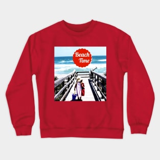 Beach Time as Child Walks toward the Ocean Crewneck Sweatshirt